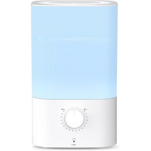 ZAFRO 3.2L Cool Mist Humidifier for Bedroom, 360° Adjustable Nozzle & 7 Color LED Night Light, Top Fill Design & Multiple Mist Levels, 24 dB Quiet Ultrasonic Comfort Humidifiers, White