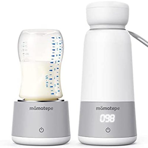 Mamatepe 2-in-1 Portable Bottle Warmer with USB Rechargeable Travel Bottle Warmer 4 Temperature Setting for Baby Breastmilk, Water, Instant Milk Heating