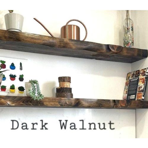 Live Edge Look Solid Wood Floating Shelf: Hand Carved Custom Colors and Sizes