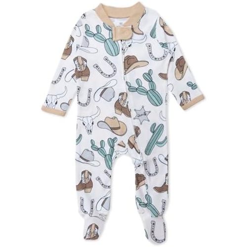 HonestBaby Sleep & Play Footed One-piece Pajama Sleeper 100% Organic Cotton, Baby Boys