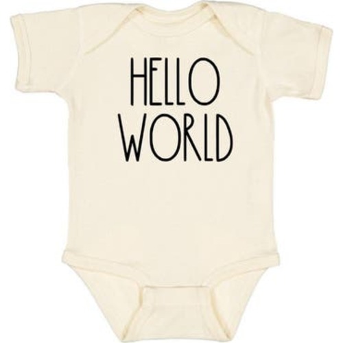 Hello World Short Sleeve Bodysuit, 0-3M