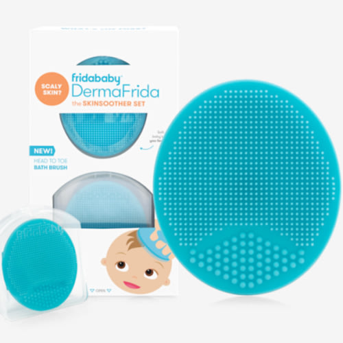 Frida Baby DermaFrida The SkinSoother Baby Bath Brush, Cradle Cap Brush for Babies, Baby Essential for Dry Skin, Cradle Cap Treatment and Eczema, 2 Pack