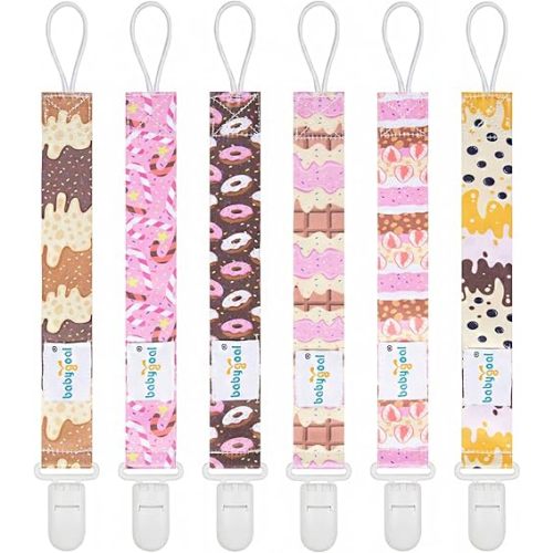 Babygoal Pacifier Clips, 6 Pack Binky Paci Holder and Leash for Boys and Girls Fits for Most Pacifier, Binkie Styles & Baby Teethers & Toys and Gift 6PB23