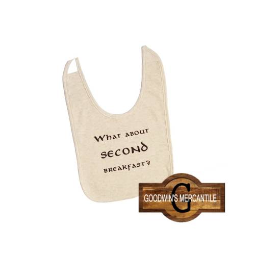 SECOND BREAKFAST Printed Bib-Perfect Fun Baby Gift-Gender Neutral-Shower-Mom To Be-Birthday-Hungry Baby-LOTR-Elevenses-Father&#39;s Day