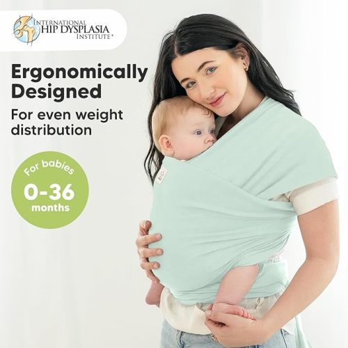 KeaBabies Baby Wrap Carrier - All in 1 Original Breathable Baby Sling, Lightweight,Hands Free Baby Carrier Sling, Baby Carrier Wrap, Baby Carriers for Newborn, Infant, Baby Wraps Carrier (Light Mint) - One Size (Pack of 1)