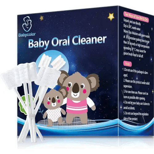 [100-Pack] Baby Toothbrush, Newborn Baby Tongue Cleaner Toothbrush Clean Baby Gums Disposable Tongue Cleaner Soft Gauze Toothbrush Infant Oral Cleaning Stick Dental Care for 0-36 Months Baby