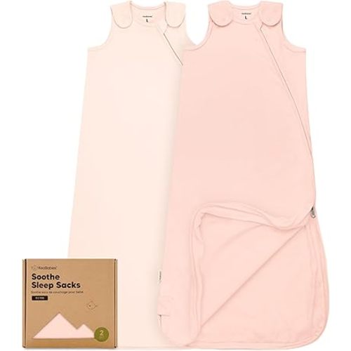 2-Pack Organic Sleep Sacks, 100% Cotton -Baby Sleeping Sack, Wearable Blanket Baby, Sleep Sack for Babies, Toddler Swaddle Sack, Newborn Baby Sleeping Bag, Sleepsack for Infant Girl,Boy (Mist Rose, L)