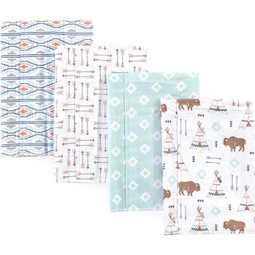 Hudson Baby Unisex Baby Cotton Flannel Burp Cloths, Teepee, One Size