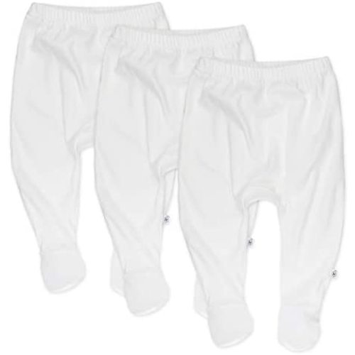 HonestBaby 3-Pack Footed Pants Roomy Fit Pull on Bottoms 100% Organic Cotton for Infant Baby Boys, Girls, Unisex