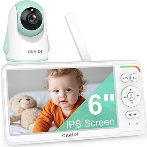 Baby Monitor with Camera and Audio,6.0" IPS Screen Baby Camera Monitor with 150 Languages Supported,30H Battery,1000ft Range Travel Baby Monitor No WiFi,Night Vision,2-Way Audio