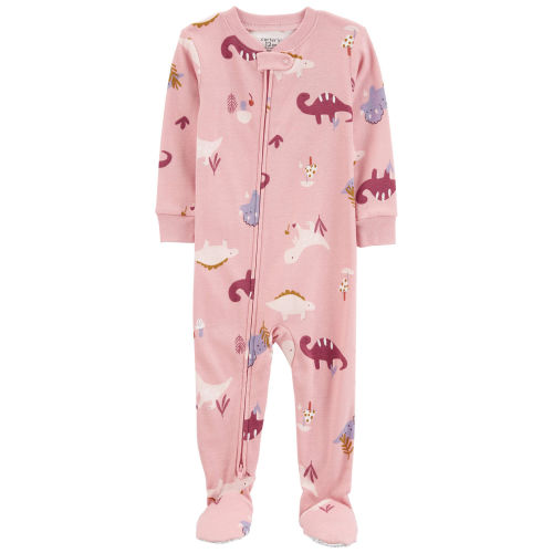 Pink Baby 1-Piece Dinosaur 100% Snug Fit Cotton Footie Pajamas