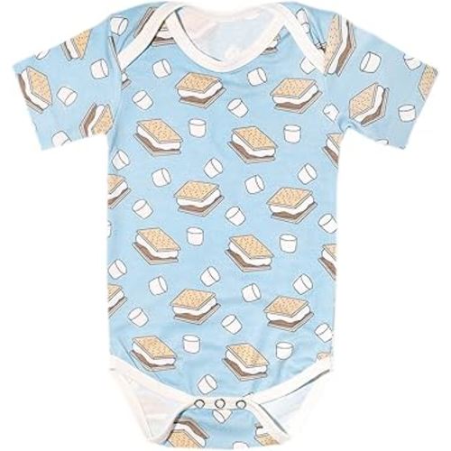 Copper Pearl Short Sleeve Bodysuit Baby: Ultra Soft Bodysuits for Newborns, Boys, Girls, and Infants - Stylish, Comfortable, Overlap Shoulders, Premium Knit Fabric - S'Mores, 6-12 Months