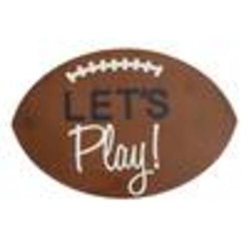 LITTLE LOVE BY NOJO Brown and White Football Shaped Let's Play Wood Wall Decor 2598973P