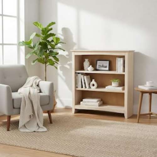 36 in. Unfinished Solid Wood 3-Shelf Standard Bookcase with Adjustable Shelves