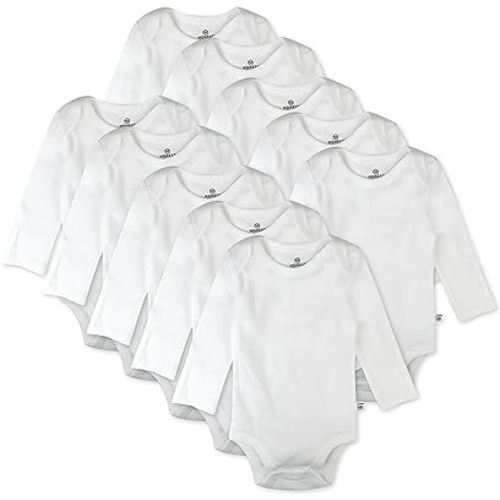HonestBaby 10-Pack Long Sleeve Bodysuits One-piece 100% Organic Cotton for Infant Baby Boys, Girls, Unisex