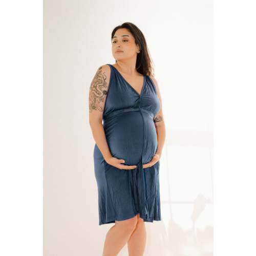 Juliet Labor & Postpartum Gown in Midnight Blue