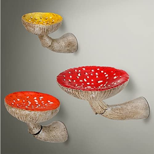 Cute Mushroom Wall Floating Shelf Whimsical Mushroom Room Decor Wall Mounted Hanging Shelves for Bedroom Living Room Bathroom Kitchen (3 Pcs, Mixed Sizes)