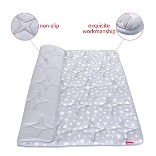 Baby Playpen Mat 50" X 50" Fit for TODALE and LIAMST Baby Playpen, One-Piece Crawling Mat Non Slip Cushioned Baby Mats for Playing 50x50 Inches, Baby Playmat Floor Mat for Babies, Toddlers - Grey with star quilting - 50X50 Inch