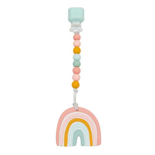 Gem Pacifier Clip Teether Set - Pastel Rainbow