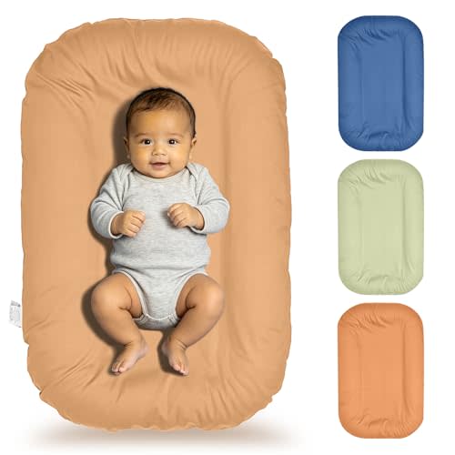 Baby Lounger for Newborn 0–12 Months,100% Cotton Breathable Infant Lounger, Baby Shower Gift, Portable Lightweight Baby Nest for Home & Travel(Soft Cocoa)