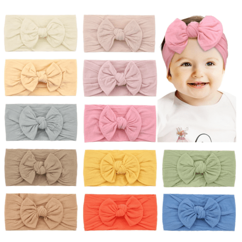CÉLLOT Super Stretchy Soft Knot Headbands with Hair Bows Head Wrap Hair Accessories For Newborn Baby Girls Infant Toddlers Kids