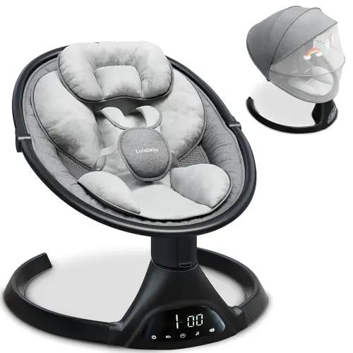 Baby Swing Newborn to 12 Months - Lulabelle Portable Infant Swing with Adjustable Height, 5 Sway Speeds with Remote Control, Lullaby Songs, Stationary Seat Baby Swings for Infants Girls & Boys.