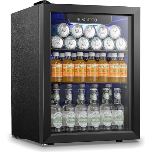 Antarctic Star Beverage Refrigerator Cooler 68 Can, Mini Fridge with Glass Door for Beer Drinks Wine,Freestanding Small Fridge with Electronic Temperature Control for Home and Bar,1.7 cu.ft