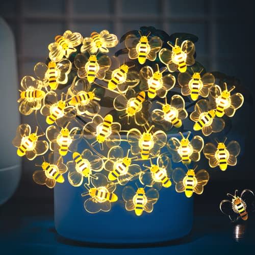 KEPABIGLE Bee Decor String Lights 10ft String Light with 30pcs Honeybee Shaped Led Bulb Battery Operated Fairy Lights for DIY Indoor Bedroom Party Wedding Patio Christmas