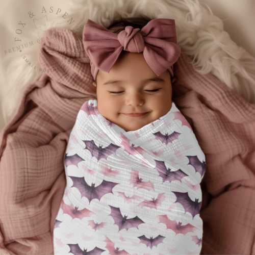 Watercolor Bats Swaddle Blanket, Goth Baby, Halloween Baby, Gifts For Mom, Batty Swaddle, Jersey Poly Swaddle, Unique Baby