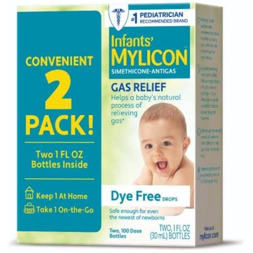Infants' Mylicon Gas Relief Drops for Infants and Babies, Dye Free Formula, 1 Fluid Ounce, Twin Pack