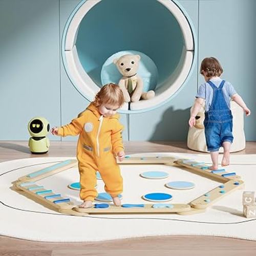 BlueWood Balance Beam for Kids 3-5, Toddler Sensory Wooden Balance Montessori Toys and Stepping Stones, Build Coordination Gymnastics Obstacle Motor Skill for Kid