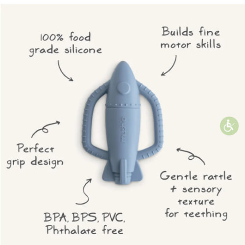 Mushie Rattle Teether- Rocket