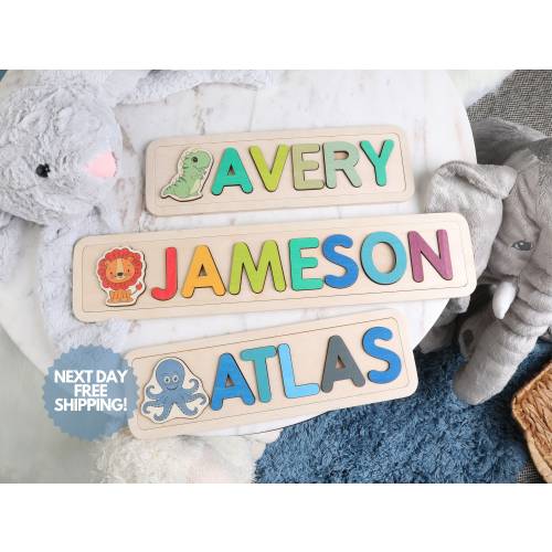 Personalized Baby Boy Gift, Baby Shower Gift, Gift For Baby Boy, Football Figure Name Puzzle, Personalized Name Puzzle For Toddler Boy