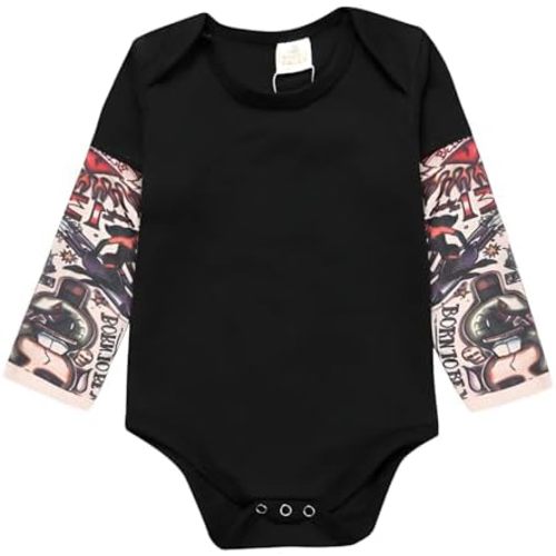 Baby Boys Girls Tattoo Sleeve Bodysuit Cotton Romper Infant Onesie Summer Outfit Clothes 3-24Monthes