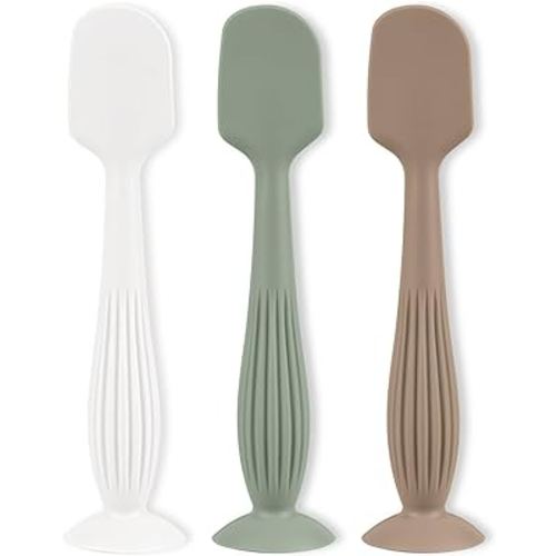 3 Pieces Diaper Cream Applicator Set - Soft Silicone Baby Butt Brush with Suction Base, Baby Butt Spatula, Full Size - Newborn Baby Essentials (Color 3)