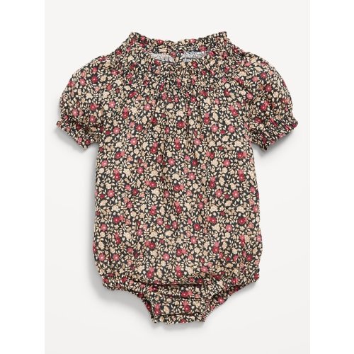 Puff-Sleeve Double-Weave One-Piece Romper for Baby
