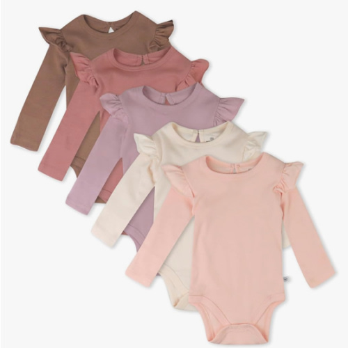 HonestBaby Long Sleeve Bodysuits Multipack Organic Cotton for Infant Baby Girls