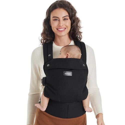 Momcozy Portabebés ergonómico, acogedor y ligero para 7-44 libras, fácil de poner, ideal para padres manos libres, soporte lumbar mejorado, Purehug para bebés a niños pequeños, negro