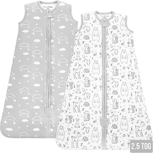 Mama Cheetah Baby Sleep Sack 2.5 TOG, Organic Cotton Baby Wearable Blanket with Two-Way Zipper, Swaddle Transition Baby Sleeping Bag for Newborn Infant Toddler Boy Girl, 0-6 Months