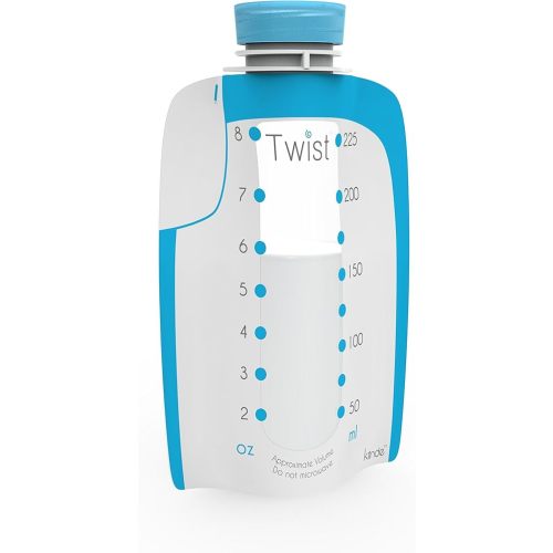 Kiinde Twist Pouch Direct-Pump Direct-Feed Twist Cap Breast Milk Storage Bag for Pumping, Freezing, Heating and Feeding, Pre-Sterilized, Breast Feeding Essentials, 8 Ounce, Pack of 40