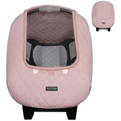 liuliuby Baby Car Seat Weather Shield | Warm Quilted Winter Cover with Clear Window for Infant Carseat | Keeps Babies & Newborn Protected in Cold | Car Seat Cover for Boys & Girls (Pink)