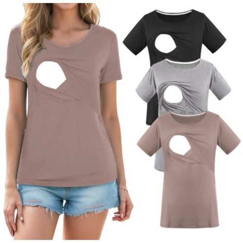 Smallshow Women's Maternity Nursing Tops Clothes Breastfeeding T-Shirts 3-Pack