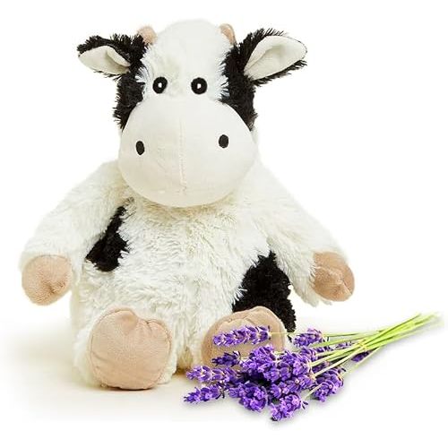 warmies Black and White Cow Microwavable, Hot or Cold for Cool Relaxation and Warm Relief, Lavender Scented Cozy Plush Animal