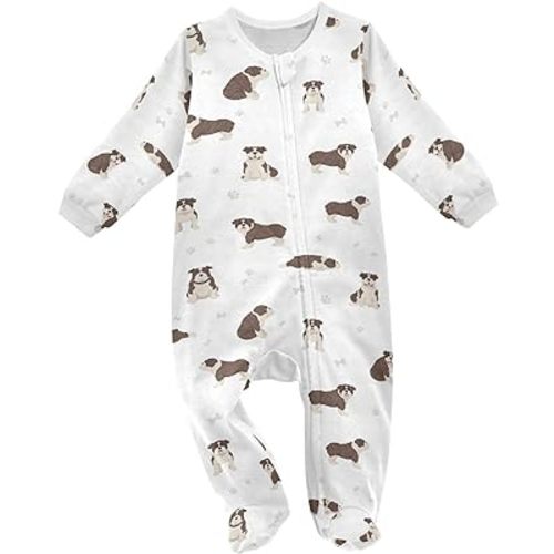 vvfelixl Exercises Doberman Dog Baby Sleepers For Girl Boys Newborn Baby Play One-Piece Footies For 0-24 Months White