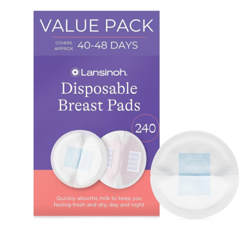 Lansinoh Stay Dry Disposable Nursing Pads, Soft and Super Absorbent Breast Pads, Breastfeeding Essentials for Moms, 240 Count
