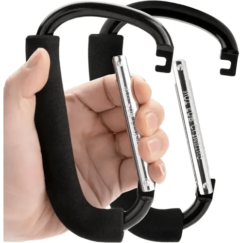 Funbliss Stroller Hooks, 6.3" Large Stroller Clip,Large Carabiner,2 Pack Stroller Hooks for Hanging Bags and Shopping, Stroller Accessories for Mommy