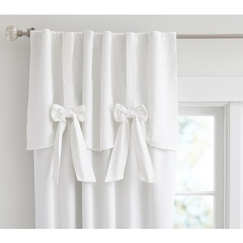 Evelyn Linen Blend Bow Valance Kids Blackout Curtain | Pottery Barn Kids