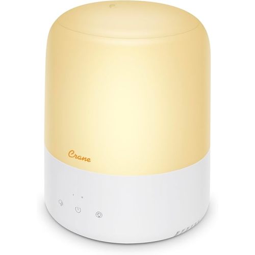 Crane Top Fill Mini Humidifier for Bedroom and Nursery 3-in-1 Essential Oil Diffuser Sleep Light 0.5 Gallon Baby Humidifier