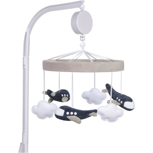 Sammy & Lou Airplane Baby Crib Mobile with Music, Crib Mobile Arm Fits Standard Crib Rail
