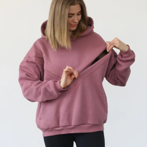 Isabella Ultra Soft Oversized Nursing & Pregnancy Hoodie (Mauve Smoke) – Sweat and Milk LLC